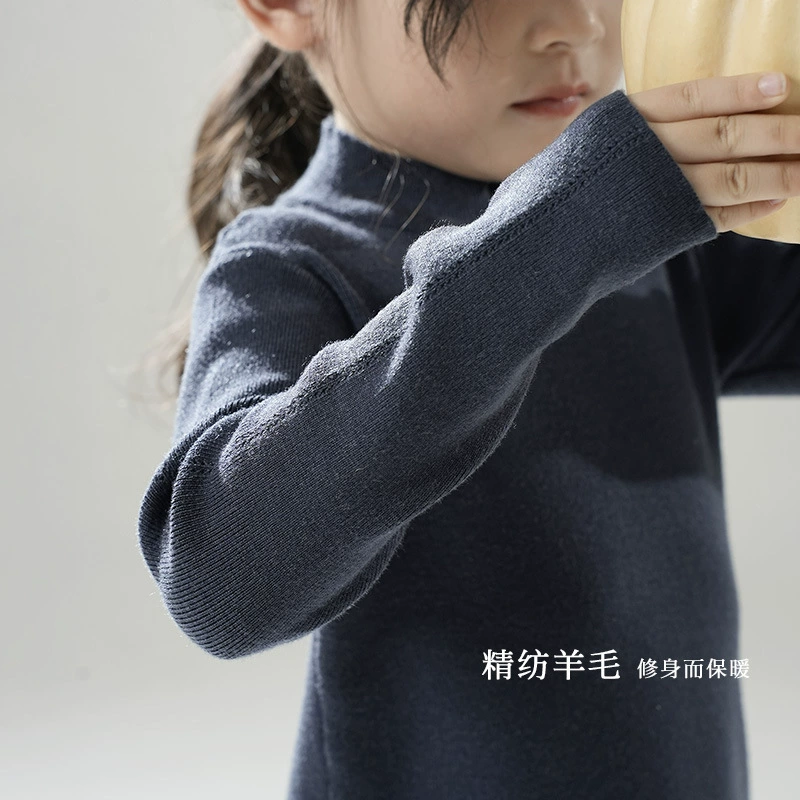 2024 осень и зима новые девчушки среднего воротника шерстяные свитера детские рукава