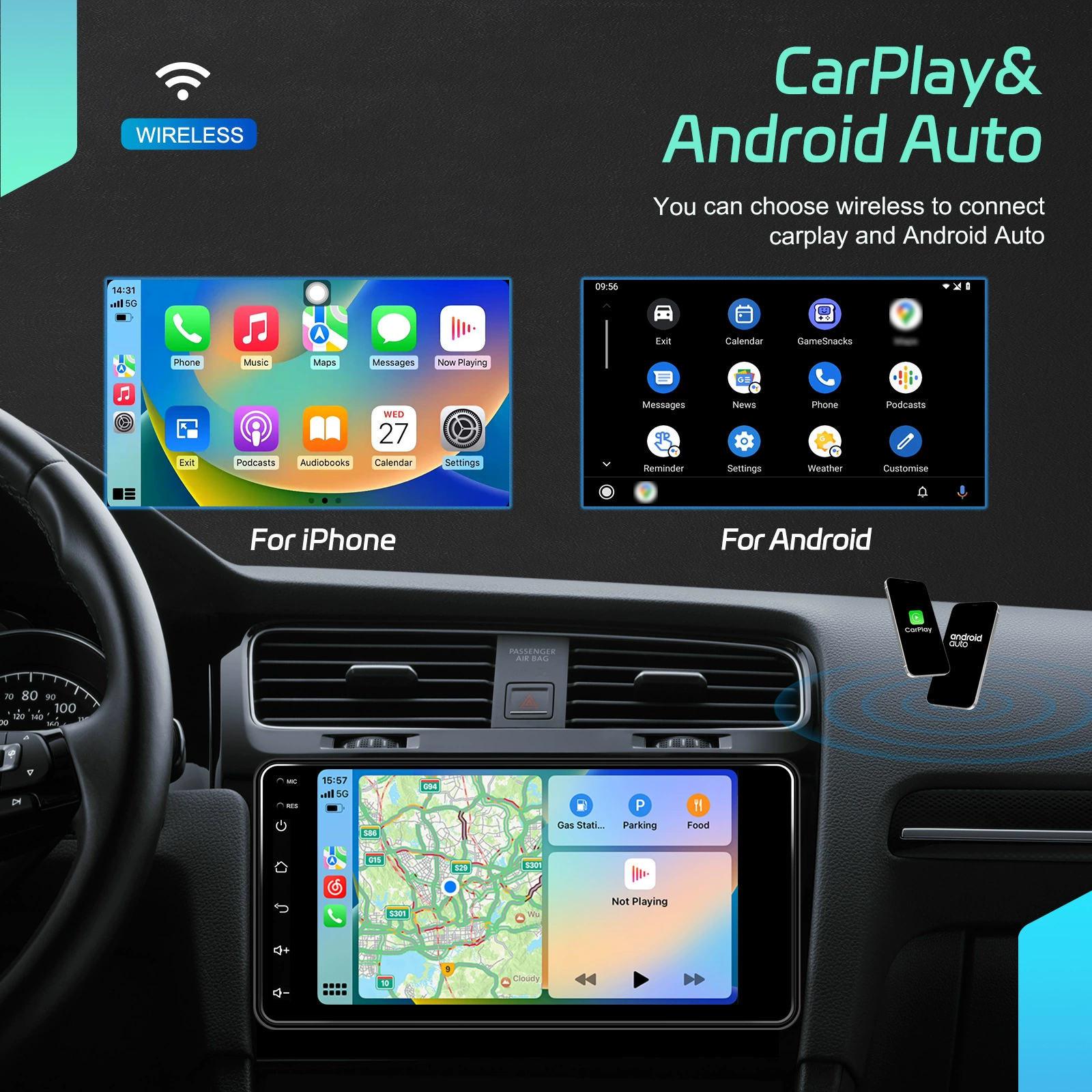 Подходит для 7-дюймового горизонтального экрана Android 13.0 Corolla мультимедийный плеер (4+64) Carplay камера заднего хода