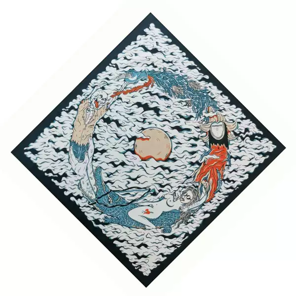 Cotton bandanna55 * 55cm Xiangyun Ghost Head square towel riding mountaineering outdoor face towel headscarf
