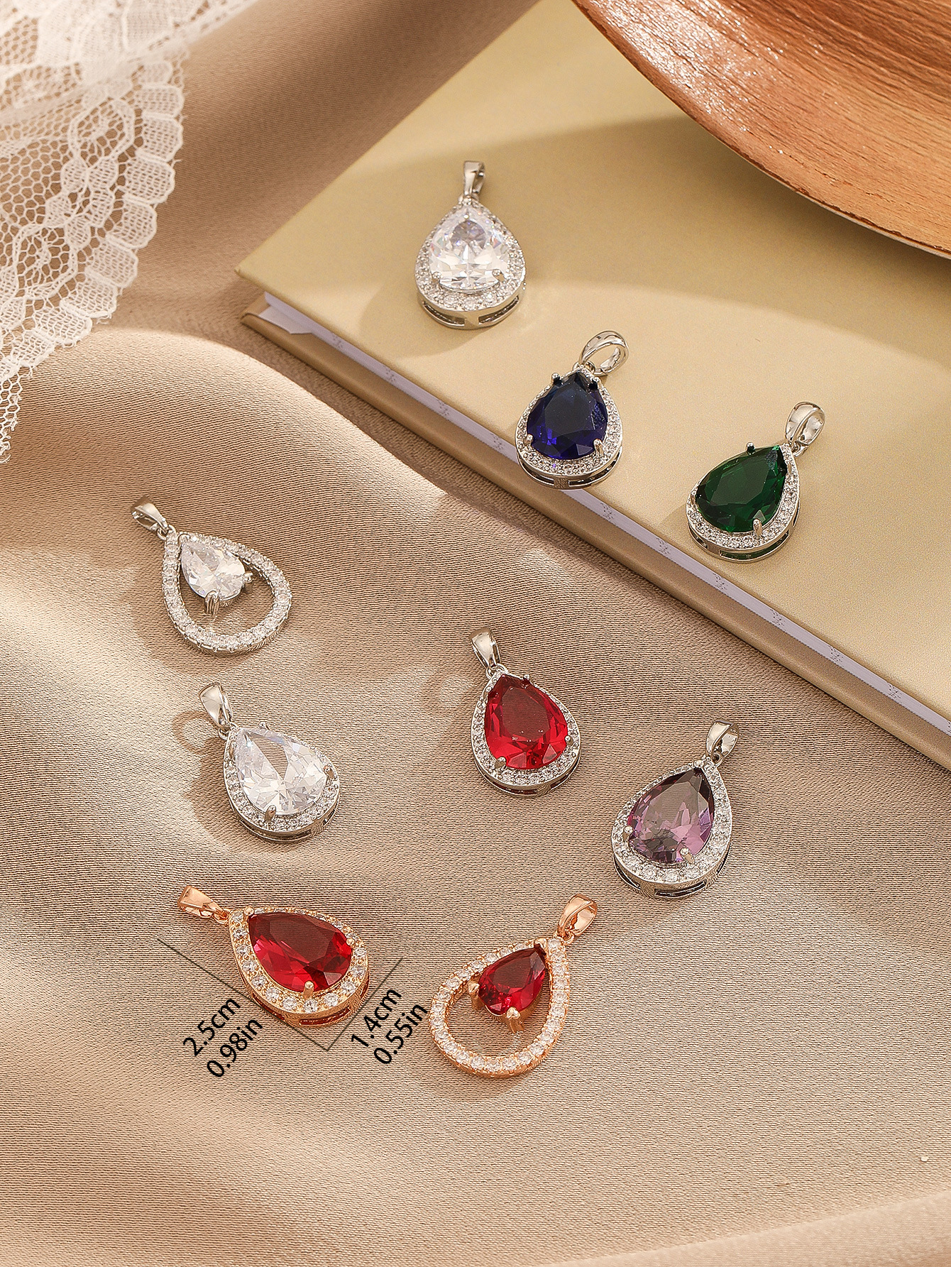 Zircon Inlay Material 1 Piece Copper Zircon Water Droplets Pendant