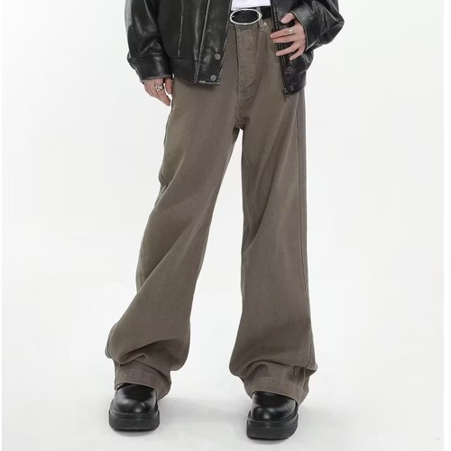 Marron Brown Men's and Women's Same Style American Retro Straight Leg Casual Coffee Color Cleanfit Pants Trendy