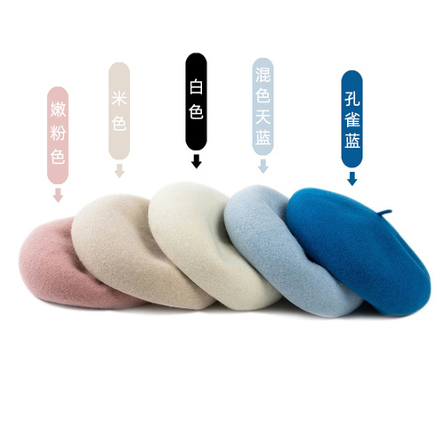 Autumn and winter new style 100% Australian wool mushroom hat, fashionable and casual deep-brimmed painter's hat, women's forest style warm hat, trendy