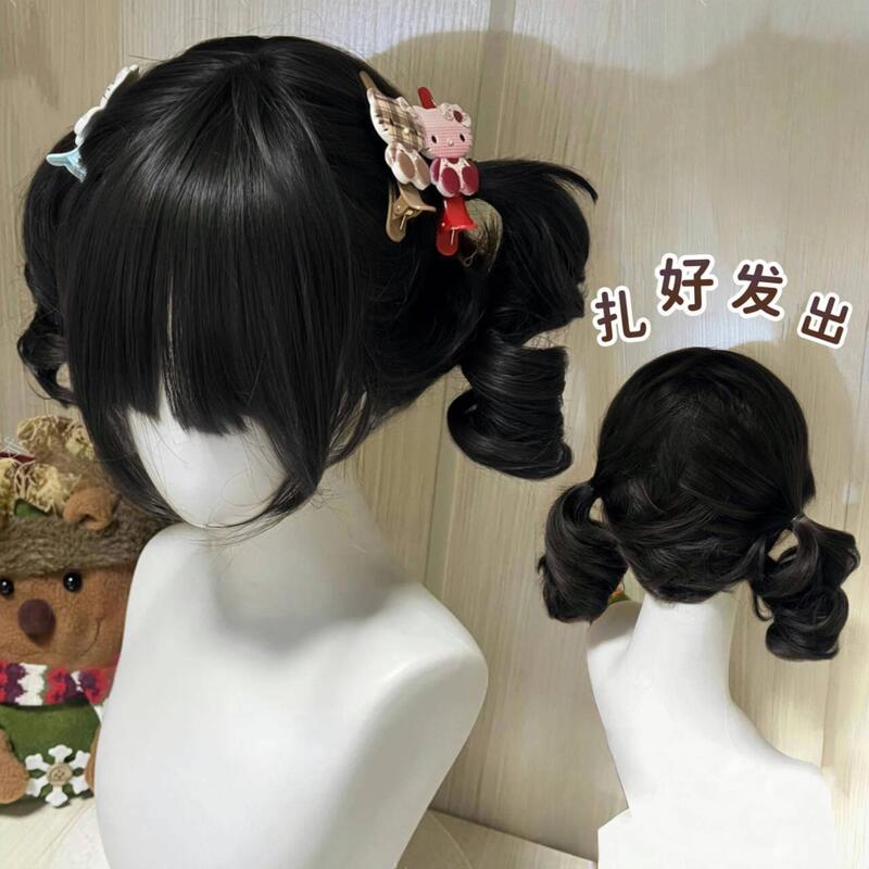 假发女自然无痕甜心可爱时尚修脸lolita双马尾罗马卷JK短发全头套|undefined