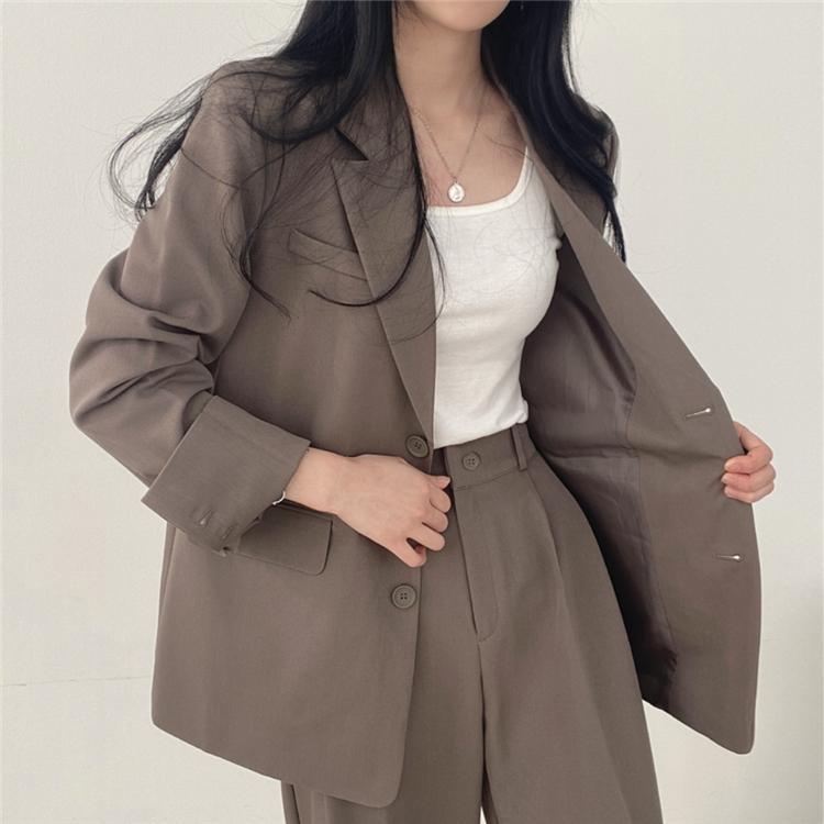 Sanlidadi Women's Casual Suit Jacket Loose Retro Fashionable Outerwear For Spring And Autumn_ecoleips.com