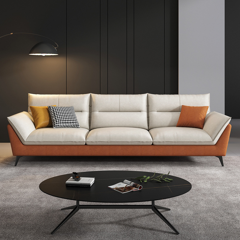 Nordic Technology Cloth Sofa Living Room Small Apartment Modern Simple Household Three-person Fabric New Style Straight Wooden Sofa