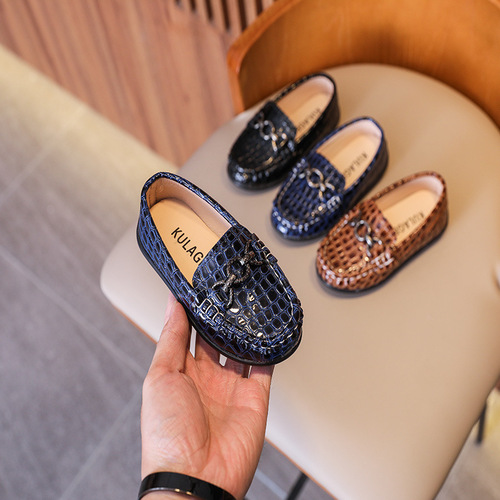 English-style children's leather shoes, retro Korean version, boys' single shoes, slip-on Loafers, kids'