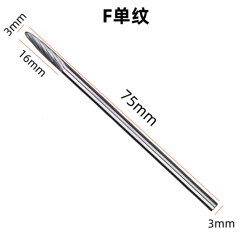 3x3x75mm varilla de extensión de aleación dura archivo rotatorio de acero de tungsteno archivo rotatorio amoladora eléctrica accesorios de pulido Desbarbado
