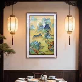 千里江山图新中式入户玄关装饰画高档刺绣壁画客厅苏绣成品挂画