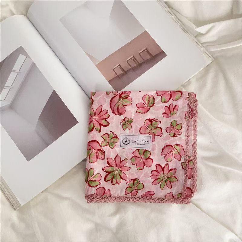 70수 면 스카프 - 스케치 플라워 패턴