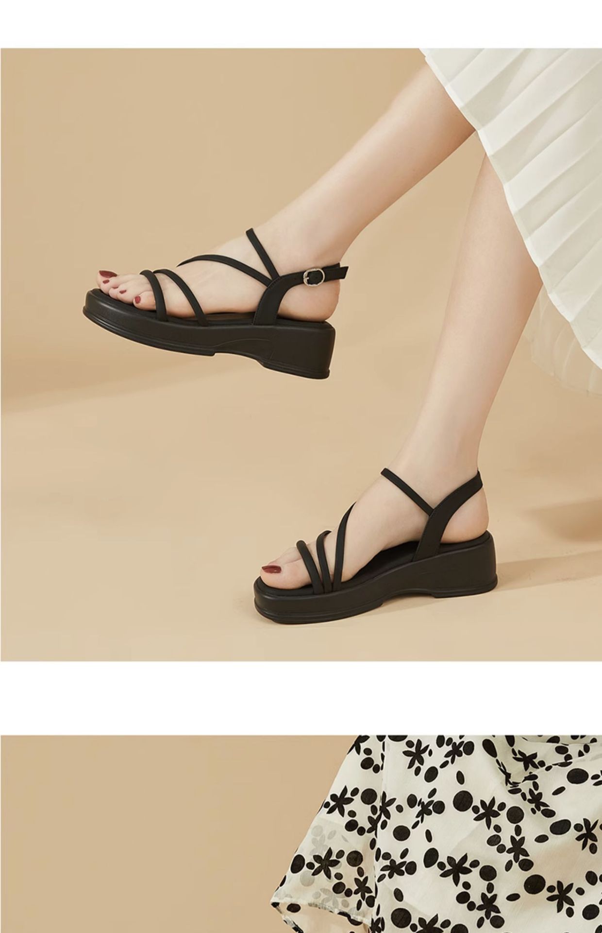 Dép sandal nữ đế dày quai chữ V mềm mại mùa hè 2025 — Màu be4623303090, Đen4623303090 chi tiết 7