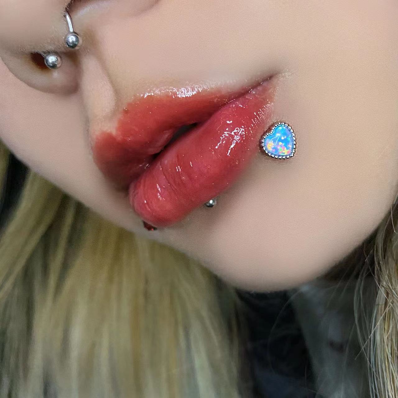 Aobao Lip Nail Opal Replacement Labret Stud 316L Surgical Steel Lip Piercing Jewelry detail image 12