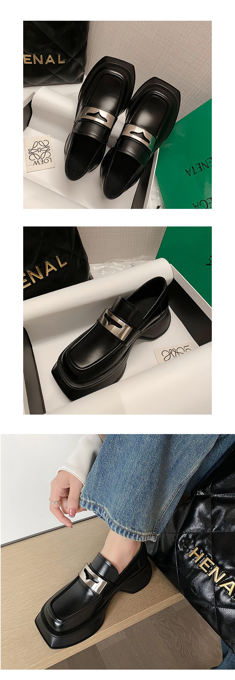 White Chunky Heel Shoes