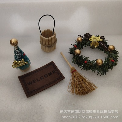dollhouse娃屋配件 迷你圣诞节门庭场景装饰气氛 仿真娃娃屋模型|ms