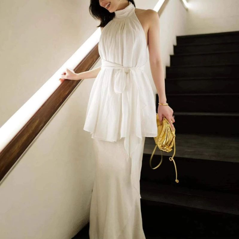 Qianhe весенне-летний новый ретро плиссированный модный топ с лямкой на бретельках, свободный повседневный удобный дышащий жилет для женщин