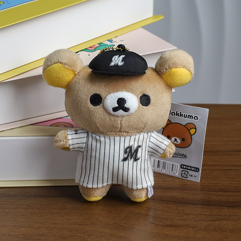 日系リラックマ20周年デパート店長ストラップ人形かわいい熊ミニぬいぐるみリュックサック飾り