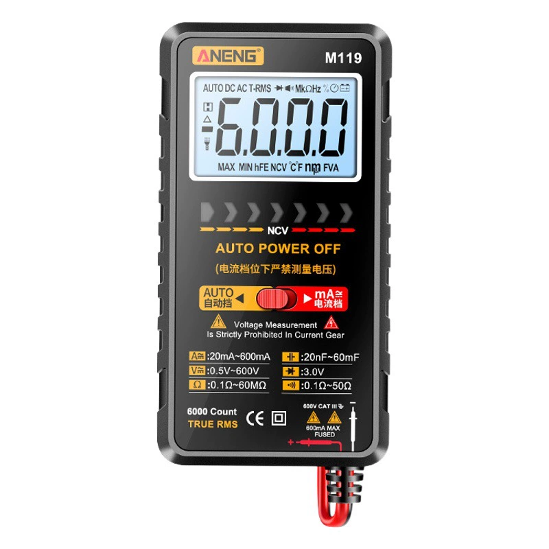 Маленький Цифровой мультиметр ANENG, высокоточный Интеллектуальный противогорящий электрический счетчик, автоматический портативный универсальный счетчик для электриков