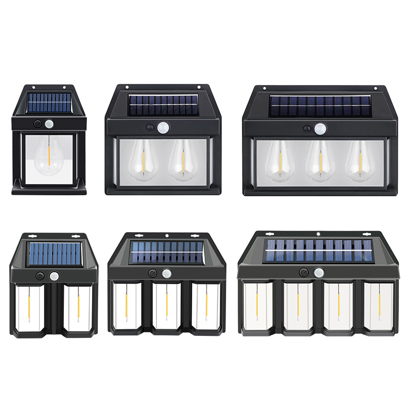 Transfronterizos solar exterior lámpara de pared inducción humana tres modo lámpara de pared de alambre de tungsteno iluminación de jardín villa luz de noche image 6