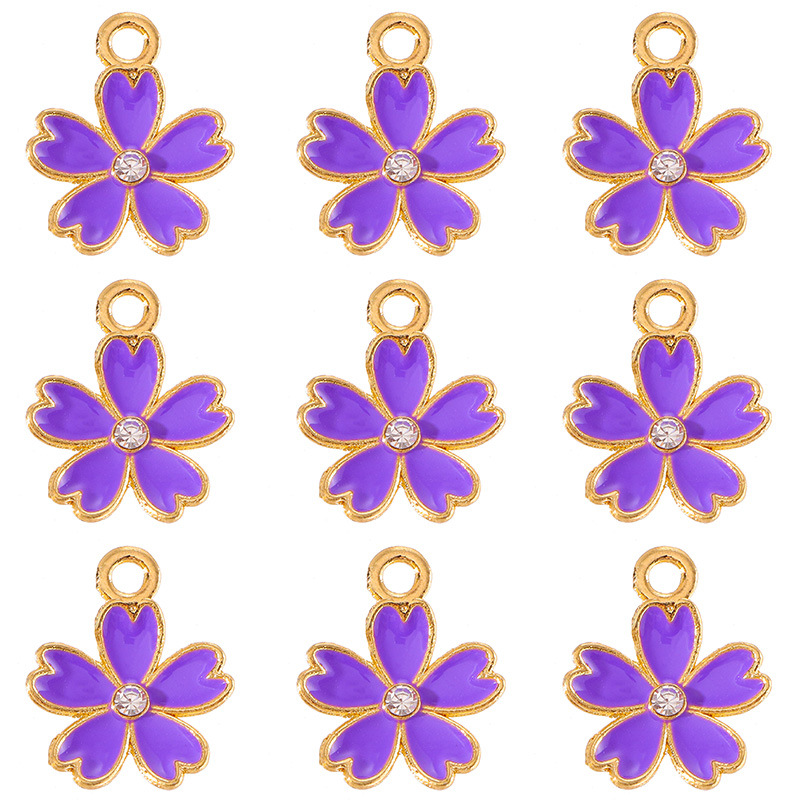 Alloy Material 20 PCS/Package 14 * 17mm Alloy Rhinestones Flower Polished Pendant
