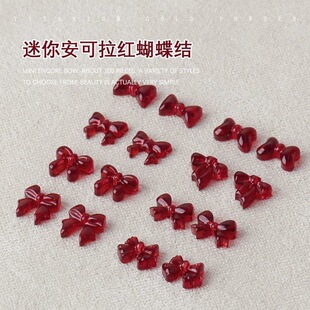 2025 New Year Ankle Red Bow Resin Nail Art DIY Handmade Jewelry Accessories Enter E-commerce Explosions Batch