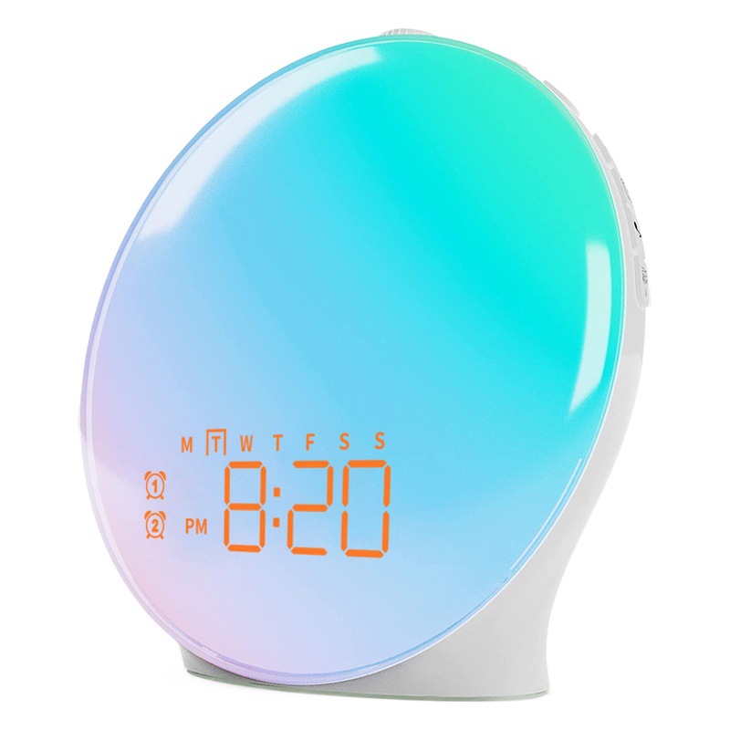 Reloj despertador con luz de despertador colorida, amanecer y atardecer, lámpara de ambiente RGB, CBЕTОBОY буДИЛьHИK