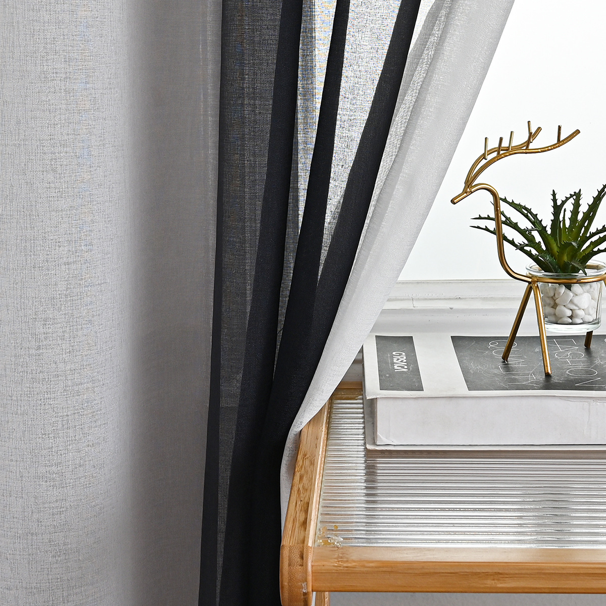 SHEIN productos terminados de la venta de todo el color de la pantalla de ventana gradiente de barra cortina semi-obstrucción de tela TEMU nuevo