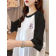2025 Summer New Loose Pure Cotton Trendy Brand Pink Dopamine Color-matching Short-sleeved T-shirt Women's Mid-length Fashion Top