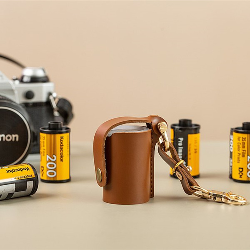 Vintage Film Leather Protective Case Convenient Camera Film Storage Leather Case Kodak Film Case Pendant