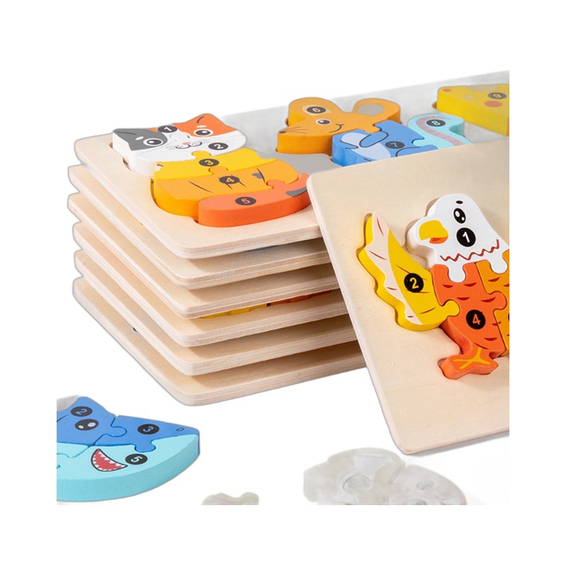 Niños transfronterizos, animales, verduras, frutas, cadenas alimentarias, rompecabezas tridimensional, rompecabezas para bebés, rompecabezas de combinación, juguetes de madera