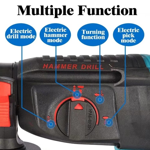 Wholesale Foreign Trade Makita Style Cordless Brushless Electric Hammer Multifunction Industrial Impact Drill High-Power Demolition Hammer Tool