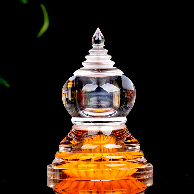 W-shaped lotus style acrylic Buddha relic tower crystal Buddhist pagoda filling ornament供奉 Bodhi tree tower nectar vase natural