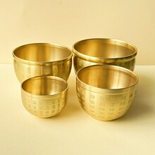 黄铜百福缸百福杯聚财聚宝盆装饰招财进宝黄铜米缸水缸客厅桌摆件