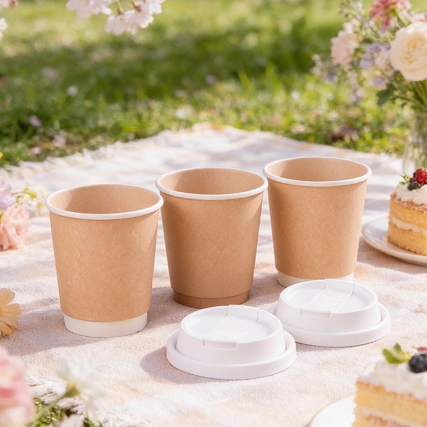 Taza de papel de doble capa compostable ecológica impresa a medida 6 / 8 / 10 / 16 oz taza de café desechable para bebidas calientes