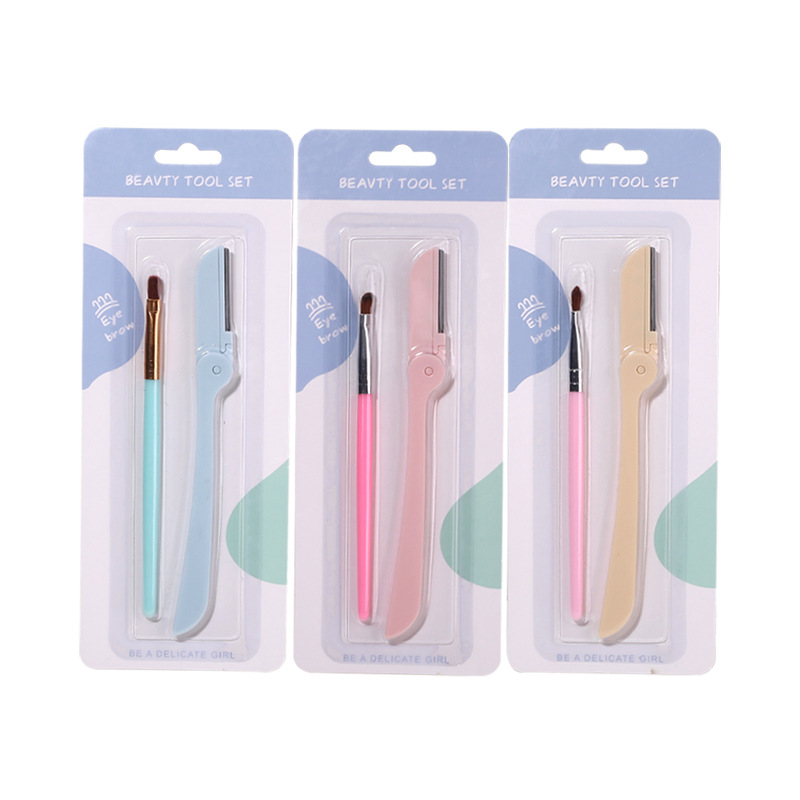 Set de afeitado de cejas con brocha, cuchilla y herramientas de maquillaje