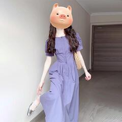 2025小红书爆款紫色泡泡袖连衣裙子女夏季2025新款法式感气质绝美
