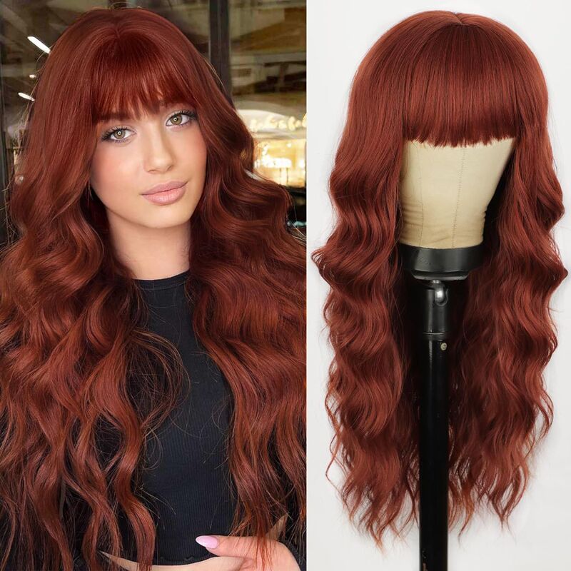 Cross-Border European and American Fashion Full Bangs Long Curly Wig for Women, Gradient Big Wave Synthetic Fiber Headpiece Wig