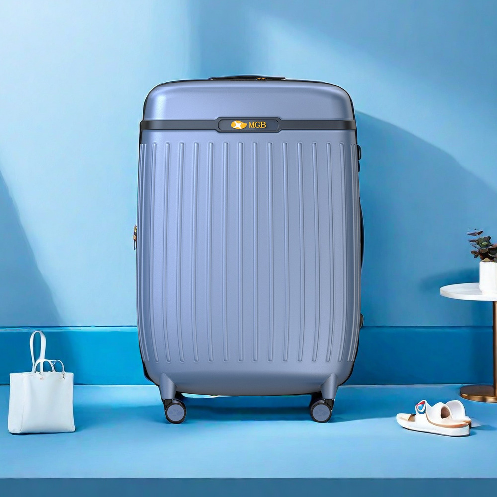 Vali ABS vân dọc mờ 22-24 inch bánh xe đa hướng chịu mài mòn — Màu xanh lam chi tiết 1