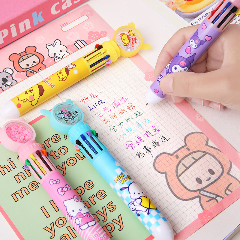 Límera encantadora 10 colores lápiz de bolas dibujos animados de alto valor de la cara cuentas de mano color material lápiz estudiantes artículos de papelería