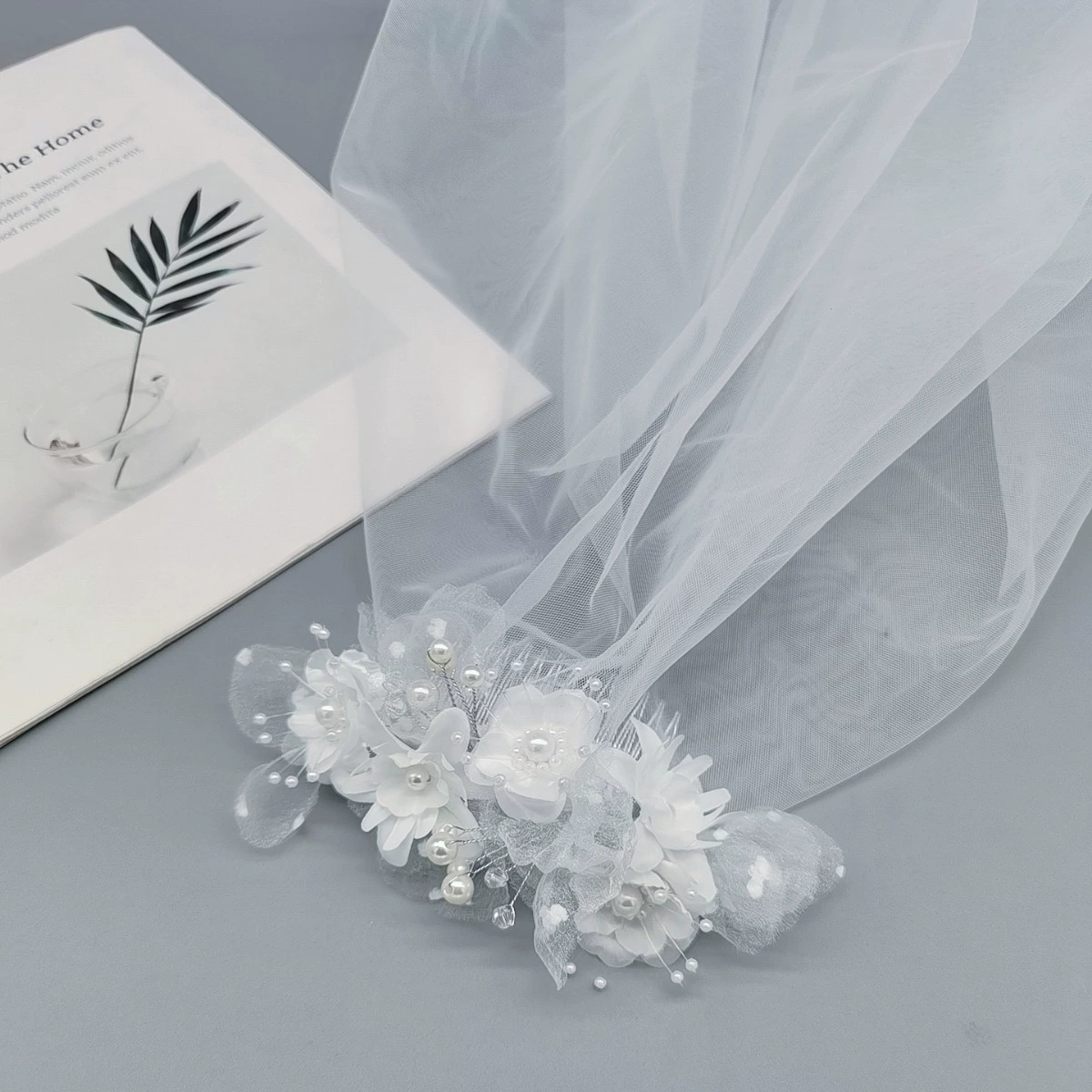 White hair accessory for bride from pearl, for bridesmaid