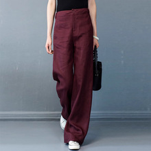 新中式外穿棉麻阔腿裤女夏季薄款宽松亚麻女裤高腰显瘦洋气直筒裤