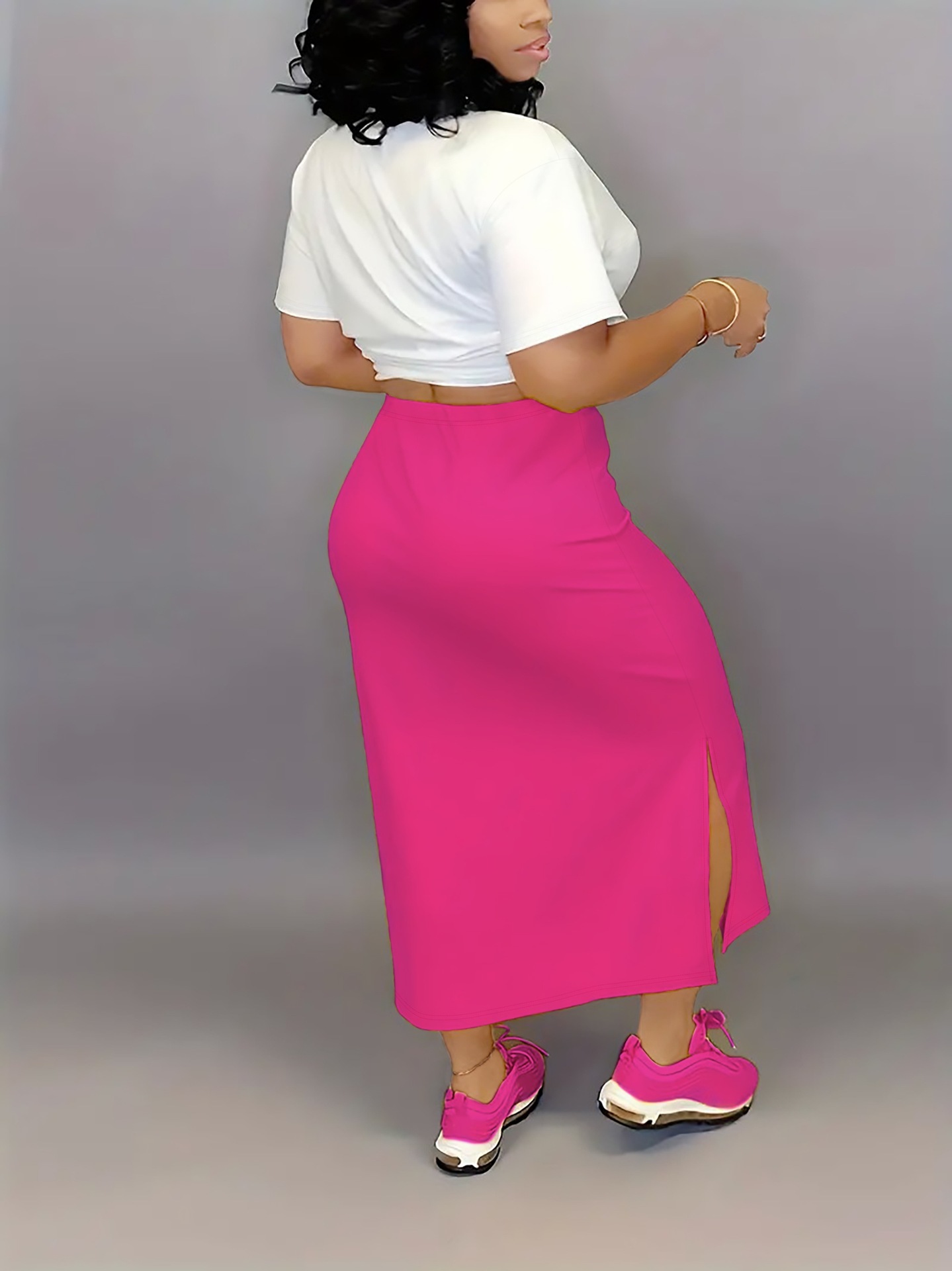 Damset plus size med tröja och kjol med slits_voghion.com