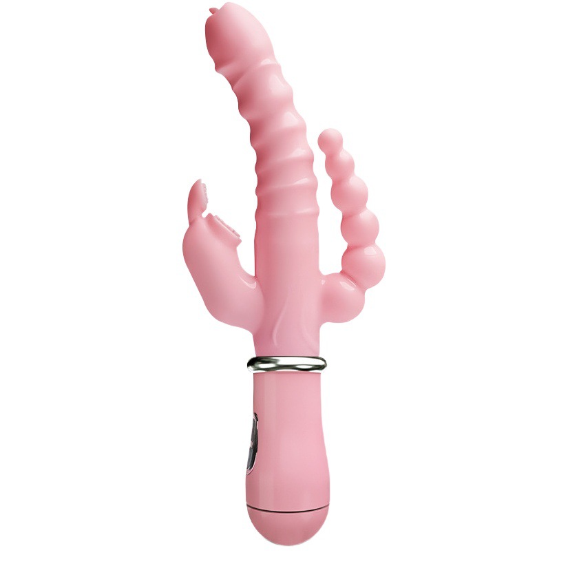 Carga Misty Rabbit vibración masaje back Court mujer sexy masturbación dispositivo tres tenedor vibrador Comercio exterior suministros para adultos