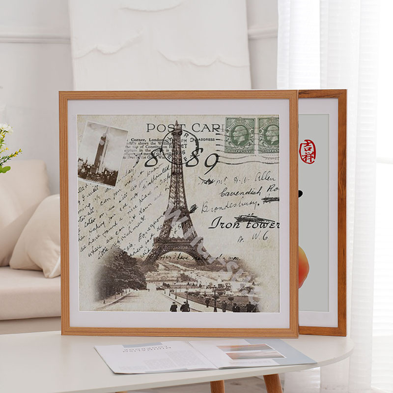 實木正方形相框掛牆鑽石十字繡畫框架20 35 40書法國畫裝裱木紋框