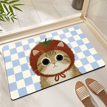 卡通头套小猫硅藻泥地垫家用浴室卫生间门口吸水防滑脚垫批发代发