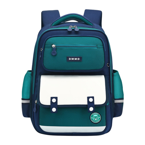 New British-style school backpack for boys and girls, children's dual-shoulder bag, back-support, weight-reduction, large capacity, lightweight, wear-resistant, waterproof