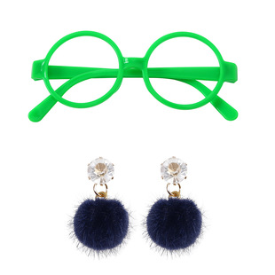 Magic Mirabel Wig Full House Glasses Frame Earrings Props + Earrings Accessories