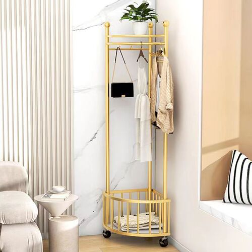 Corner coat rack bedroom floor-standing light luxury wheeled movable creative clothes hanger wall hanging clothes rack Nordic clothes rack