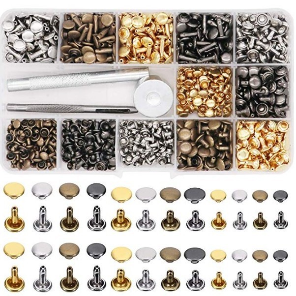 Transfronterizo en caja remache de doble cara 6*6 8*88*12 tres especificaciones cuatro colores traje con punzonado alicates manual