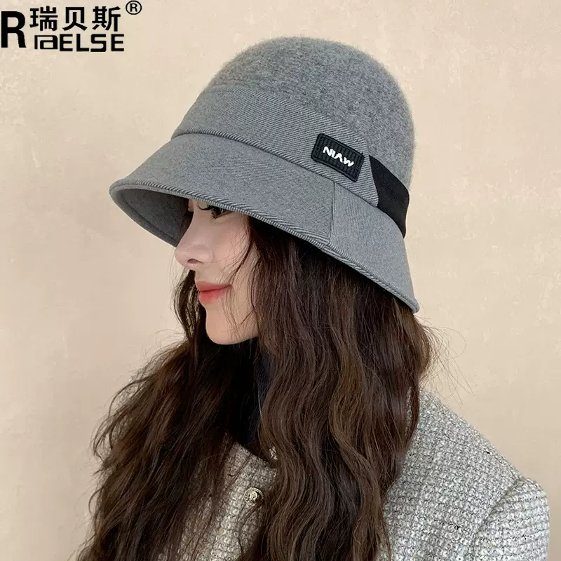 轻奢高档时尚盆帽女秋冬季加厚保暖针织渔夫帽百搭高级感纯色礼帽