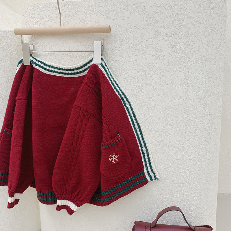 아동복 소녀 봄 스웨터 재킷 2021 새로운 어린이 인터넷 연예인 니트 가디건  유행 작은 코트