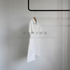 高JI纯棉重工水洗白色小A字连衣裙/斜纹短袖小个子显高显瘦文艺范